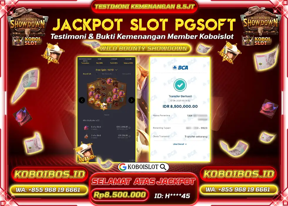 BUKTI KEMENANGAN SLOT GACOR WILD BOUNTY SHOWDOWN Rp8.500.000,- LUNAS